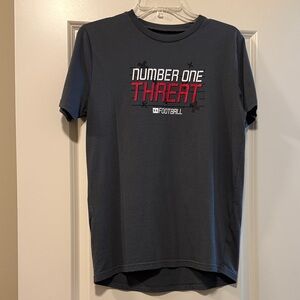 Under Armour Boys Gray Blue 'Number One Threat' Short Sleeve Tee in size YXL